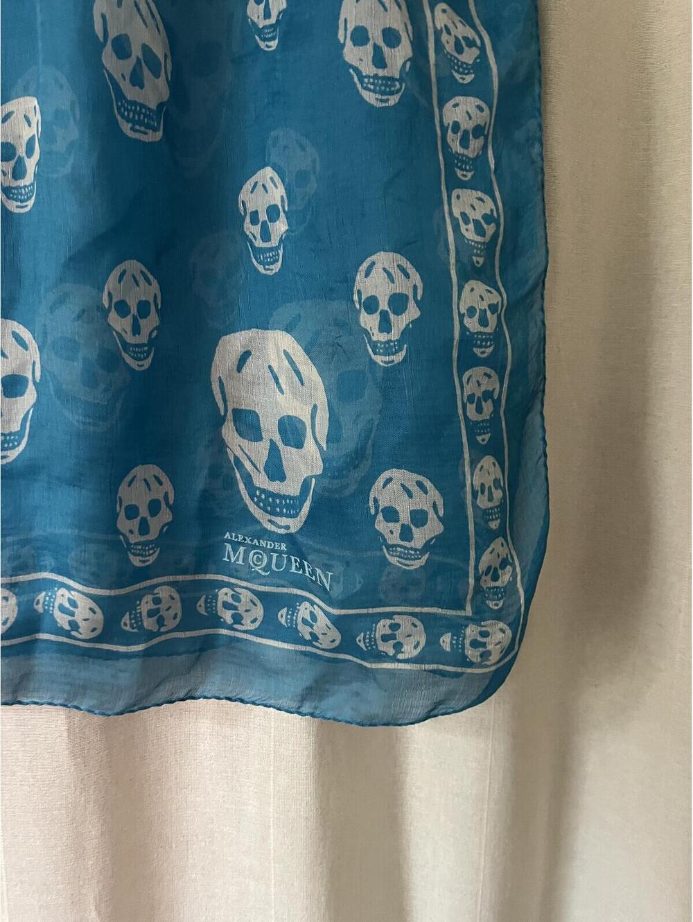 VINTAGE ALEXANDER MCQUEEN SKULL SCARF BLUE